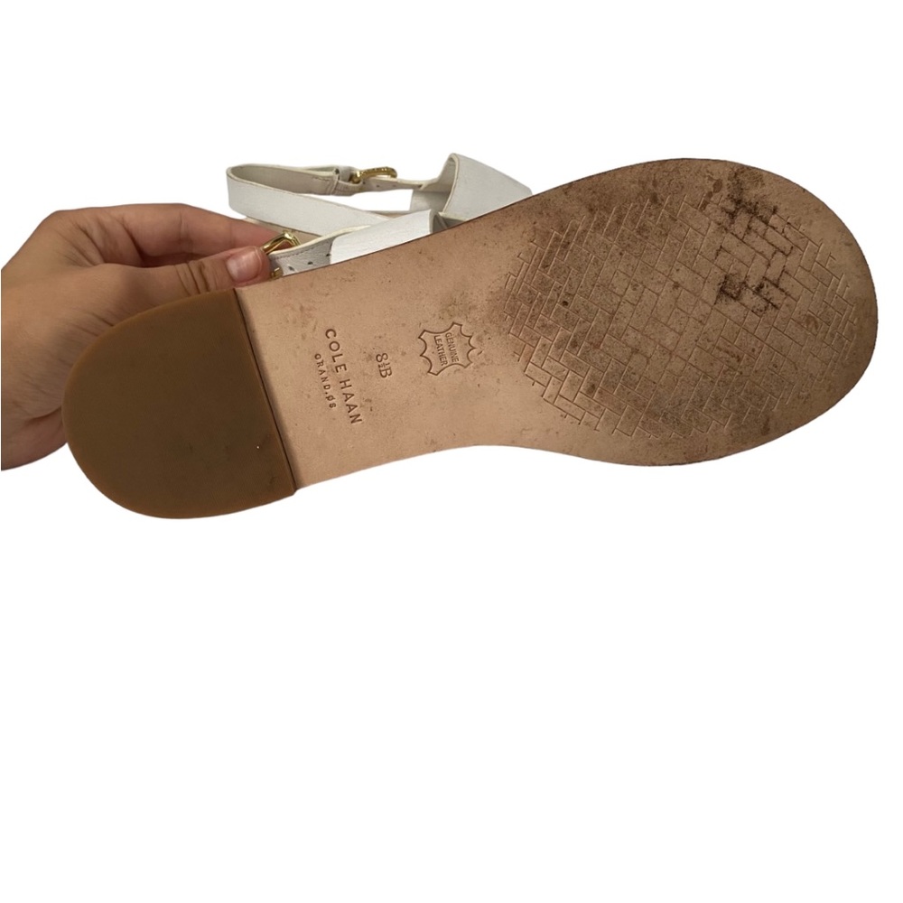Cole Haan Grand 360 White Leather Sandal shoe flat sole 8.5 B - Picture 3 of 6
